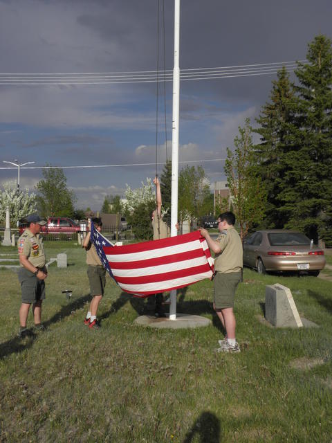 Boy Scouts from Troop 206 raised the flag, and placed flags on veterans graves for Memorial Day.